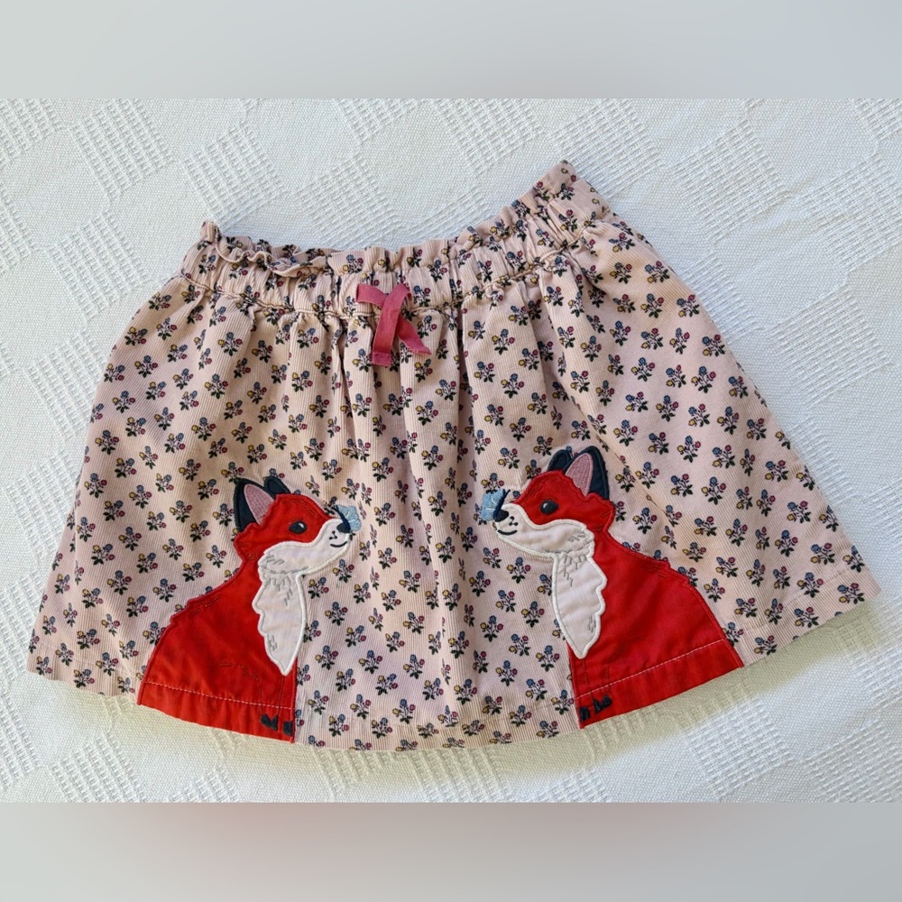 Mini Boden Floral Fox Corduroy Skirt, 4-5 Years